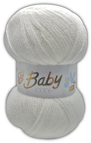 2 Pack of White 600 - Baby Care Double Knit Wool for Knitting and Crochet by Woolcraft