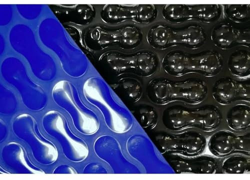 SAXONICA Solarfolie Geo Bubble I Rund Pool Ø 500 cm I 400 µ I blau/schwarz 5 m