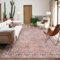 TALETA Vintage Teppich für Wohnzimmer, Blumenmuster Waschbar, Boho Carpet, Area Rugs, Weicher Kurzflor für Schlafzimmer, Eisszimmer - Retro Rosa, Groß: 190 x 280 cm