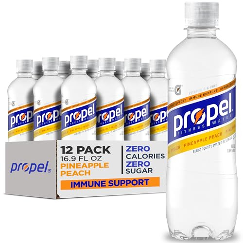 Propel Immune Support Water, Pineapple Peach, 16.9 fl oz Bottles, (12 Pack)