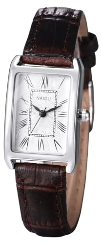 Oidea Damen-Armbanduhr mit Lederband: elegante rechteckige Damenuhren, Retro, quadratisch, Quarz, Damenuhren, lässig, Business-Kleid, Armbanduhr, Geschenke für Sie, Weißes Zifferblatt, braunes