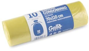 GALLO Lot de 15 sacs poubelle, mesurant 70 x 110 cm, jaune Trasp, plastique