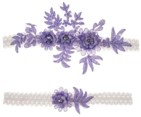 GreatRise 2 ligueros de novia con estrás, regalo de novia, accesorios de novia, ligas elásticas, ligueros de boda, para mujeres y niñas, bodas, bailes, fiestas, color lila