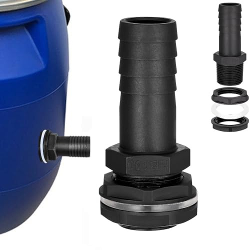 BAAQII Ventilación de desbordamiento de tanque de agua de jardín, conector de salida de tanque de agua de 25 mm con tuerca y arandela, se adapta a tuberías de desbordamiento de manguera y rosca BSP de