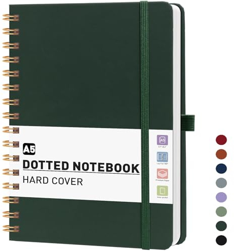 PYNEX Notizbuch A5 Dotted - Spirale Notebook With 140 Blatt Haftnotizen