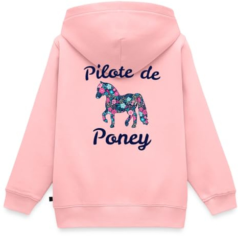 Spreadshirt Équitation Pilote De Poney Cheval Sweat À Capuche Enfant Premium, 146/152 (10 Ans), Rose