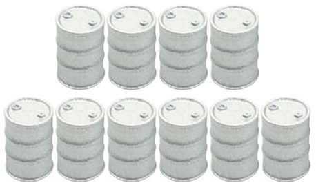 Folpus 10 Pezzi di fusti di Petrolio in Miniatura 1/87 Mini barili di Petrolio Accessori Decorativi per Modelli di Treni, Argento