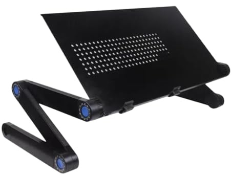 BESPORTBLE Table Pliante Bureau Pliable pour Ordinateur Portable en Métal Noir Fonction Dissipation de Chaleur pour Lit, pour Étude et Travail au Lit