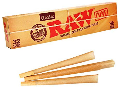 RAW Classic Pre-Rolled King Size Cones -1 Packung mit 32 Stück - 109 mm -