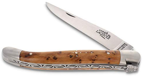 Forge De Laguiole Taschenmesser - 11 cm - Griff Thuja Holz - Klinge 9 cm und Backen matt - Hochwertiges Messer Frankreich