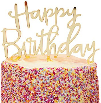 Talking Tables Reusable Gold Happy Birthday Cake Topper Decoration for Girls, Boys, Him, Her, Kids, Adults, Party