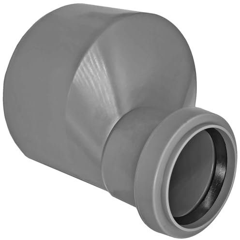 MegaHaustechnik DN40 x DN50 HT Reduzierung Erweiterung exzentrisch von Rohr Aussendurchmesser 40mm auf Muffe für Rohr Außendurchmesser 50mm Abfluss Abwasser Reduzierstück Übergang Kunststoff grau