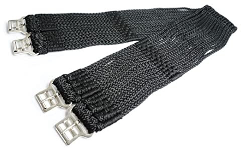 Schnurengurt Pferd, Schnuren Sattelgurt Größe 90cm - 140cm, Sattelgurt für optimale Druckverteiling & Bewegungsfreiheit (95cm, Schwarz)