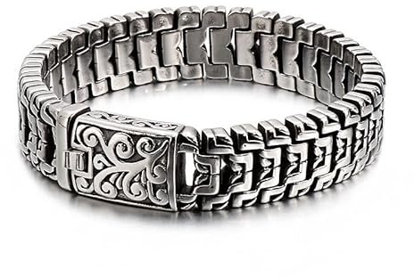 UNIQAL | Königsarmband Edelstahl Panzerkette mit Schädel ANUBIS Mens Gliederkette Fahrradkette | Motorradkette Bracelet | Gratis Geschenk Box (22)