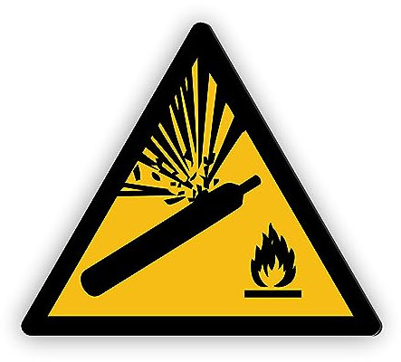 Warnzeichen (W029) Warnung vor Gasflaschen - Dreieckiges Warnschild - Signalgelb (RAL 1003) nach DIN EN ISO 7010