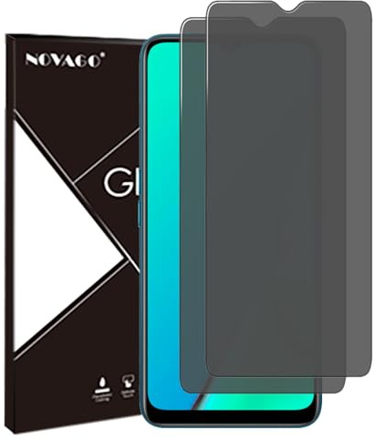 Protectores de Pantalla Cristal Templado Antiespías NOVAGO, Compatible con Oppo A5 2020/ A9 2020, Lote de 2, 0,33 mm 9H, Tintado Antiespíon