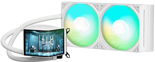 TRYX Panorama 280 ARGB White 280mm AIO 6.5'' AMOLED Curved Screen 3D Anamorphic Effect Display Customizable AIO Cooler 280mm Asetek 8th Gen 300w TDP ARGB Fan Intel LGA 1851/1700/1200/115X AMD AM5/AM4