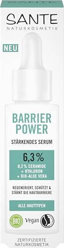 SANTE Naturkosmetik Barrier Power Stärkendes Serum, regenerierender Feuchtigkeitsspender mit Ceramiden, Hyaluron & Bio-Aloe Vera, für eine gestärkte Hautbarriere, 30ml