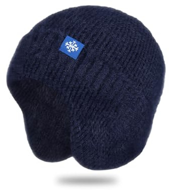 TOEECY Berretto Invernale da Donna Cappello in Maglia Unisex Autunno Inverno con Protezione Orecchie Caldo Traspirante per Uomini e Donne Bicicletta attività all'Aperto(Blu Navy)