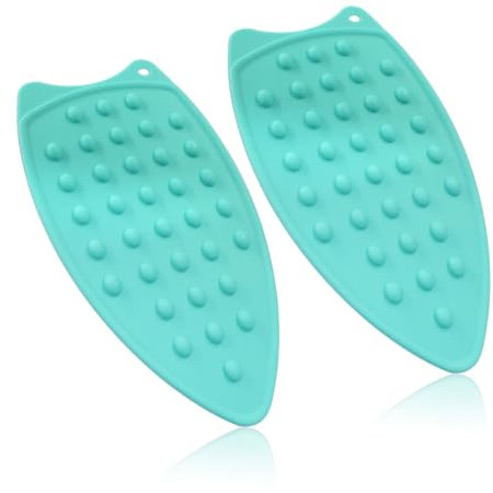 Moicstiy 2 Pcs Silicone Iron Rest Pads Mat Iron Hot Heat Resistant Protective Pads for Ironing Board Curling Irons Flat Irons(Green)