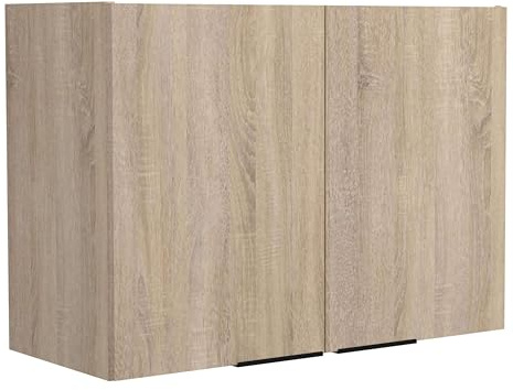 Miroytengo Módulo Cocina Arko Superior Estilo Industrial en Color Roble Áspero y Negro 2 Puerta y 1 Estante Interno 80x58x36 cm