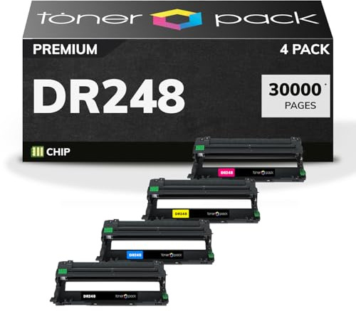 TONER PACK DR248 DR28KCMY Tambor de Imagen Compatible para Brother DCP-L3560CDW DCP-L3520CDW HL-L3240CDW HL-L3220CW HL-L8240CDW MFC-L3740CDW MFC-L3760CDW (4 Unidades)