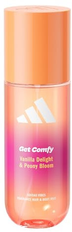 adidas Vibes Get Comfy Fragrance Hair & Body Mist, Ambery Fragrance with Notes of Vanilla Delight & Peony Bloom, Mood-Boosting, For Any Occasion, 150ml
