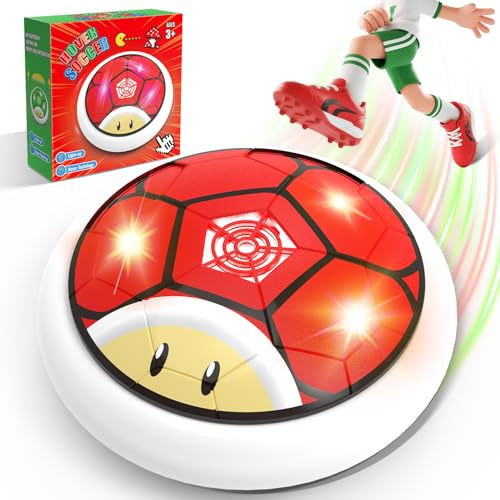 POPERFUN Pallone Calcio Fluttuante con Luci a LED Incandescenti, Hover Soccer Ball Interni Esterni Giocattoli da Calcio per Ragazzi Ragazze 3-12,Air Power Ball Compleanno Natale Regali (Rosso)