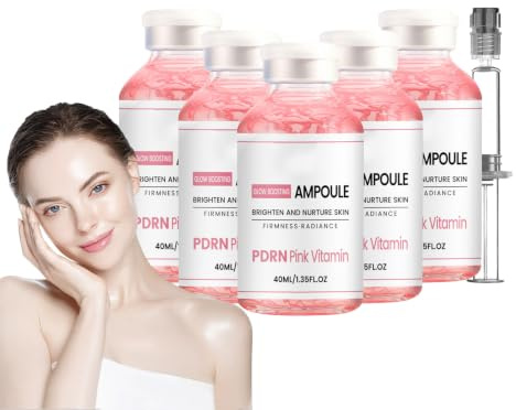 Pink Glow Vitamina Ampolla, Colágeno y Péptido Sérum Facial, Suero Facial Iluminador Radiante Rejuvenecedor Para Renovación de la Piel, Antienvejecimiento Reafirmante Esencia Reductora de Arrugas (5