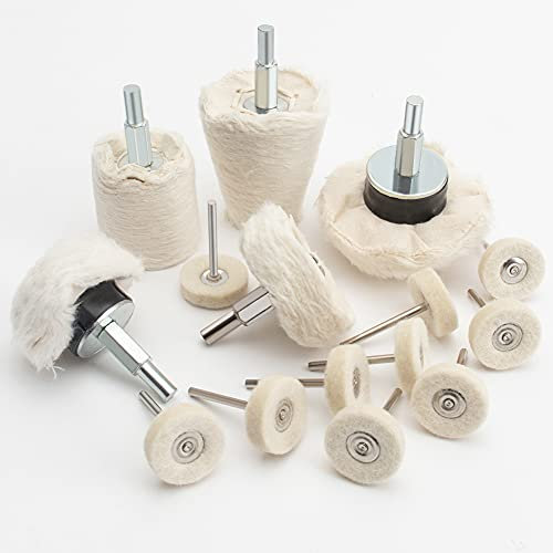 JTENG Polierscheibe, Baumwollkegel/Säule/Pilz/T-förmiger Schleifkopf mit 1/4 Griff für Metall, Aluminium, Edelstahl, Chrom, Schmuck, Holz, Kunststoff, Keramik, Glas usw.