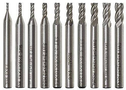 OTOTEC 10Pcs HSS 4-flute Straight Shank End Mill Cutter Kit 1.5//2/2.5/3/3.5/4/4.5/5/5.5/6mm Dia 6mm Handle for Wood Carbon Steel Alloy Steel