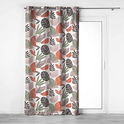 Douceur d'Intérieur, Rideau à Oeillets 140 x 240 cm Coton Imprimé Bianca, 100% Coton 1609521 Orange