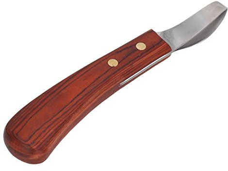 Cuchillo de Pezuña, Cuchillo Recortador de Pezuñas de Doble Filo con Mango de Madera Herrador de Caballos Tijeras para Pezuñas Ovaladas con Asa de Aseo Equino Cortapezuñas Multiusos