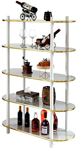 Fabulaxe 5 Tier Open Bookshelf, Contemporary Classic Modern Style Free Standing Wood Display Rack Unit for Collections, 59 Height Etagere Bookcase, White