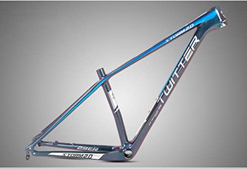 Fibra De Carbono Cuadro MTB 27.5er 29er Cuadro Bicicleta De Montaña 15''/17''/19'' XC Hardtail Mountain Bike Cuadro Freno De Disco Enrutamiento Interno QR 135mm (Color : Blauw, Size : 29 * 19'')