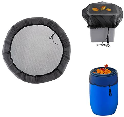 Lot de 5 housses en maille pour barils de pluie, 60 cm, cordon de filet de protection pour tonneau d'eau, couvercle de protection pour jardin, pelouse