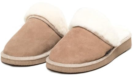 kitz-pichler Pantuflas de piel de cordero Pala para hombre y mujer | Pantuflas con forro de auténtica piel de cordero – Suela de goma para interior y exterior | Zapatillas cálidas de piel de cordero,