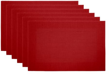 BIANCHERIAWEB Set Tovagliette Americane Cucina Antiscivolo in Tinta Unita Lavabili Set 6 Bordeaux