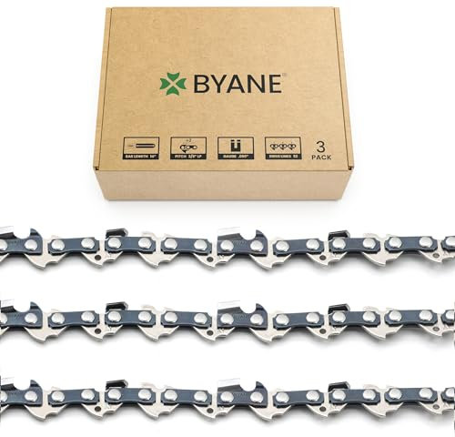 BYANE 3er-Pack 35 cm Sägenkette 3/8LP 1,3 mm 52 treibglieder Rückschlagsarme Kette kompatibel mit Husqvarna, Dolmar, Einhell, Makita, Hitachi, Oregon und mehr