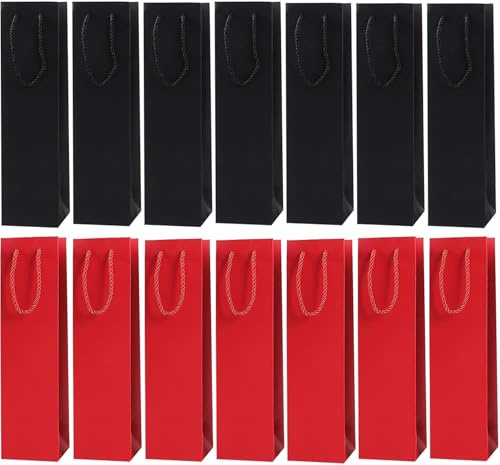 Bolsa de Regalo para Botella de Vino, 18 Piezas de Papel Kraft para Envolver Botellas en Fiestas, Bodas, Cumpleaños, Día de San Valentín (Negro+Rojo)