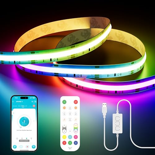 PAUTIX RGB Smart IC COB LED Streifen 3m,5V USB Pixel Adressierbares RGB LED Strip,Funktioniert für Alexa/Google Assistant,Farbwechselnde led Band für TV Weihnachtsfeier DIY Dekoration
