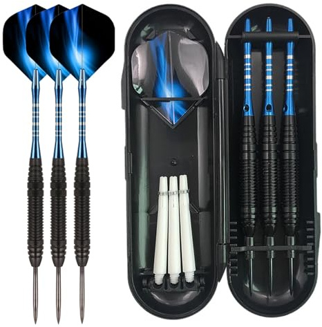 Lot De 3 Fléchettes 22 g Professionnelles Fléchettes- pour Cible Electronique Jeux De Flechette avec 3 Ailettes, 3 Tiges De Fléche-ttes, 1 Boîte Pointe Fle-chettes pour Cible Electronique