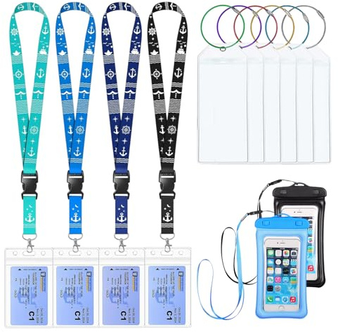 6 Piezas Transparentes Crucero Etiquetas para Maletas, Esenciales para Cruceros Identificador de Maletas, 4 Porta Tarjetas Colgante, 2 Funda Impermeable Móvil, Aptas Maletas, Bolsos, Mochilas