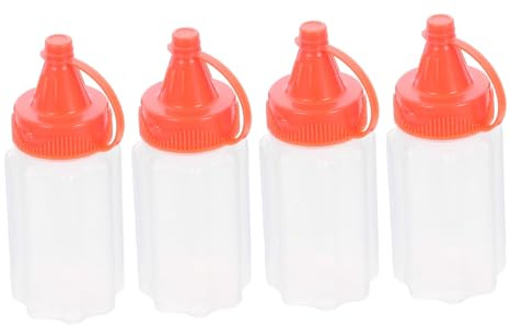 STOBAZA 4 piezas Botellas para Condimentos Mini Dispensadores Exprimibles con Tapa para Salsa Ketchup y Mostaza Envases Transparentes para Picnic y Barbacoa