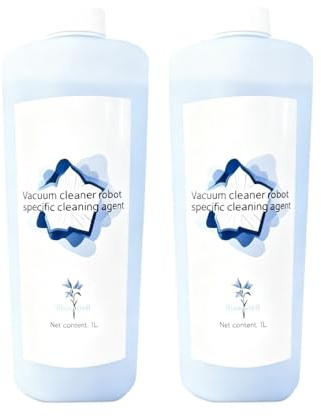 Lot de 2 flacons de solution nettoyante for robots laveurs de sols, 1 L, compatible avec les modèles ECOVACS Deebot T20, T10, X1 OMNI/TURBO et N9+, for le nettoyage des parquets et carrelages