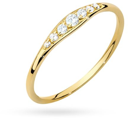 MARKO Eleganter Damenring aus 333 Echtgold – Feine Goldschiene mit funkelnden Zirkonia | Zeitloser Verlobungsring & Eheringe Ring Gold Damen | Vorsteckring Schmuck Gold Jewelry (58 (18.5))