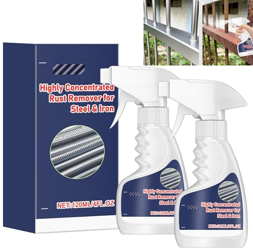 VETIXLO Antiruggine Spray 2x120ml, Rimuovi Ruggine Potente per Metallo, Antiruggine per Ferro e Acciaio, Spray Antiruggine Altamente Concentrato, Rimozione Ruggine Rapida