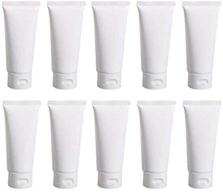 20 tubos vacíos rellenables de plástico blanco para cosméticos, cremas, champú, limpiador facial, muestras de cosméticos, recipiente suave con tapa abatible