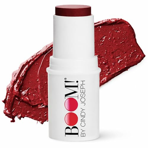 BOOM! by Cindy Joseph Boomstick Berry, 3-in-1 Cream Blush Stick for Eyes, Lips & Cheeks, Long-Wearing Blendable & Buildable Colour for Mature Skin, Vegan & Cruelty-Free