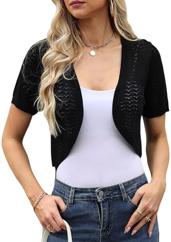 Totatuit Boléro Femme Chic Tricot Gilet Bolero Cardigan Veste Élégant Gilets Court Mousseline Manche Maille Vintage Tops